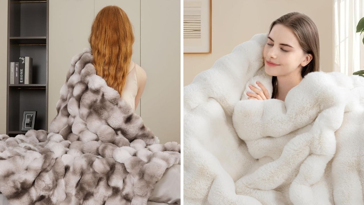 Touchat Luxury Faux Rabbit Fur Throw Blanket: Wrap Yourself in Cozy Luxury