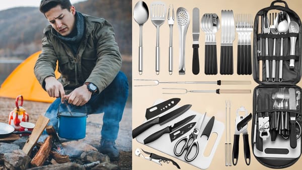 Camping Utensils: Freehiker Portable Camping Kitchen Utensil Set - 27 Piece Cookware Kit